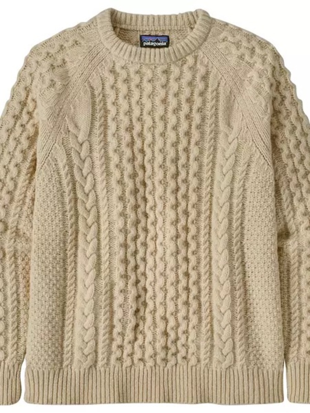 Patagonia Unisex (Men’s L, Women’s XL) Cream Cable Knit Sweater Wool Blend